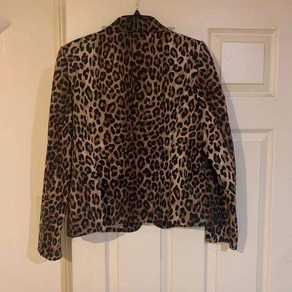 Jones New York Signature Stretch Black/Tan Leopard Lined Blazer sz 10 - Picture 4 of 7